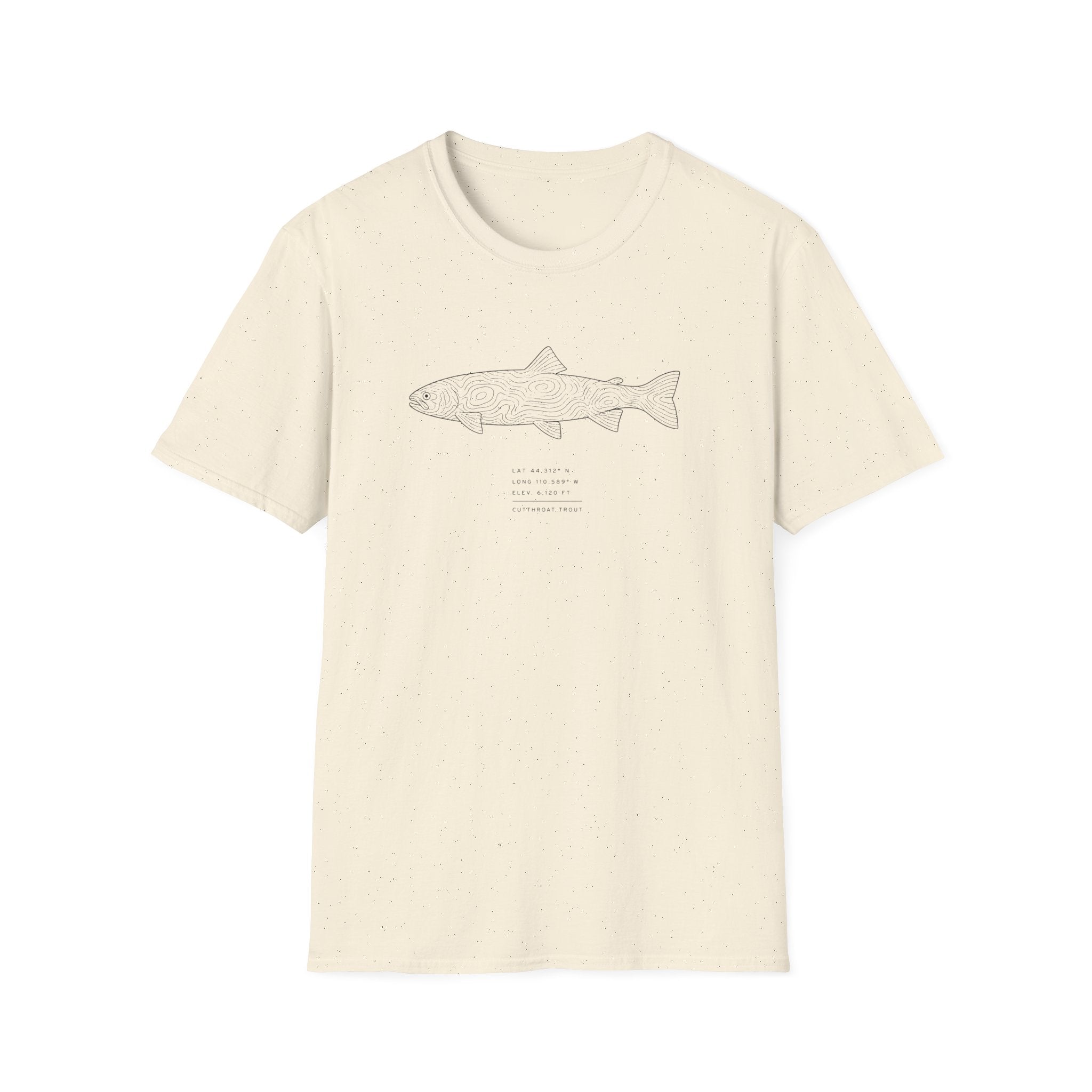 Topographic Trout with Coordinates Shirt