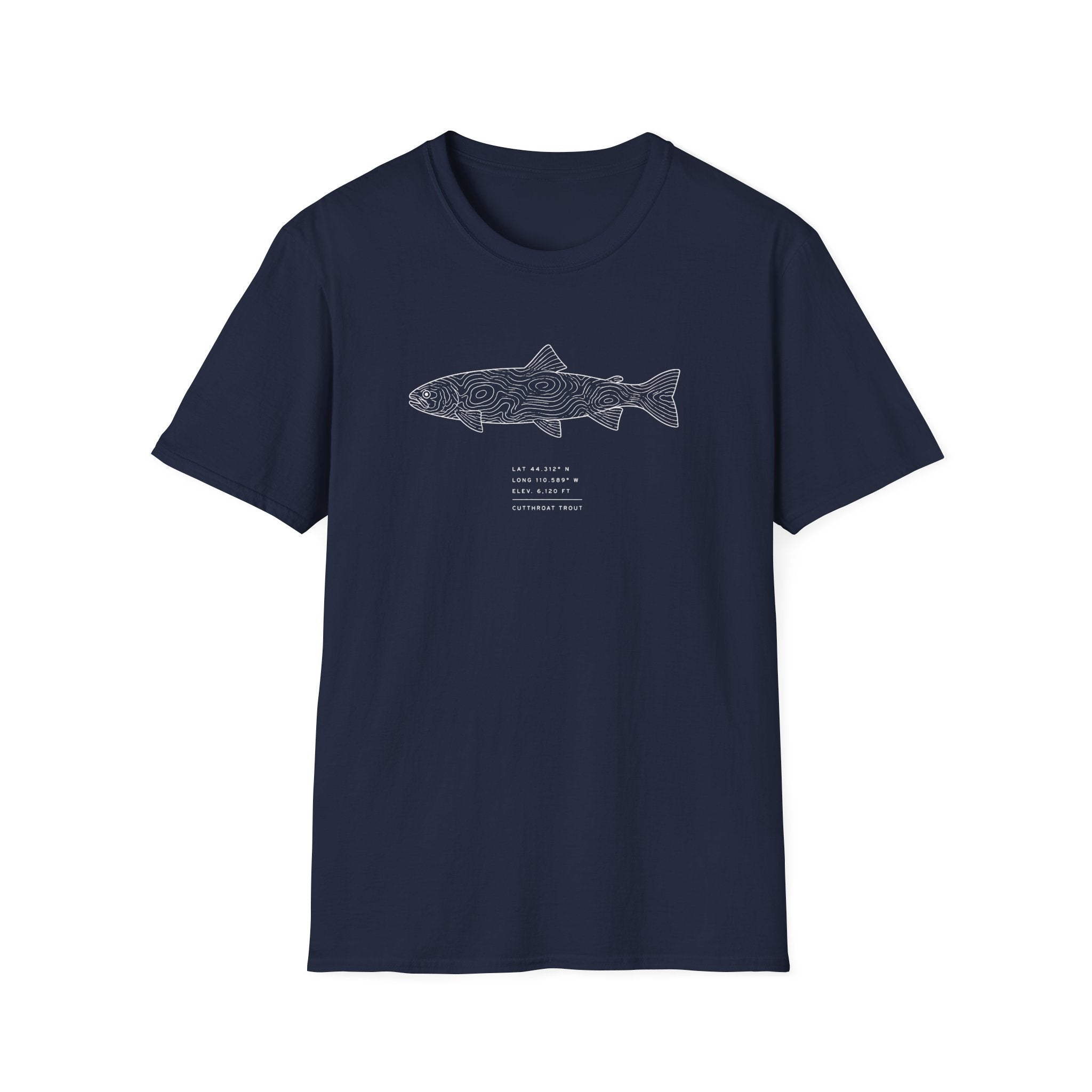 Topographic Trout with Coordinates Shirt