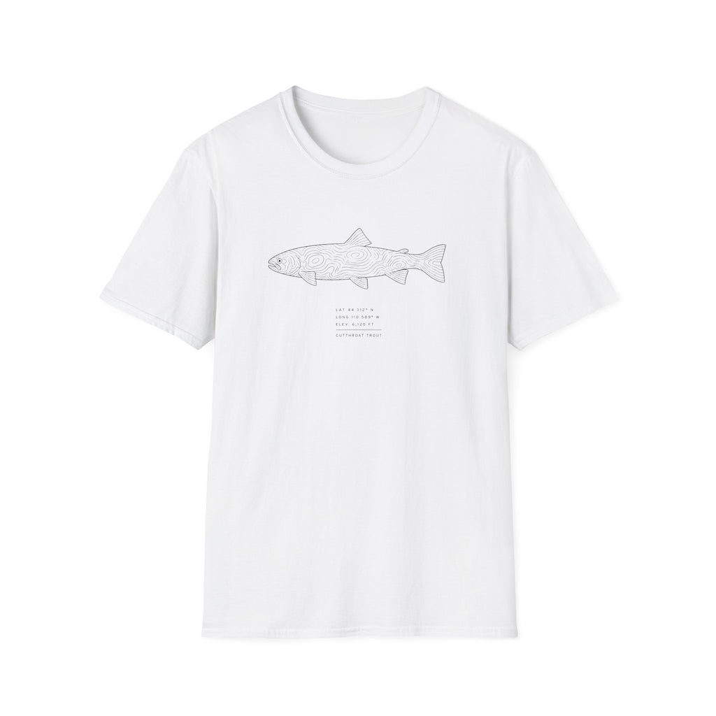 Topographic Trout with Coordinates Shirt