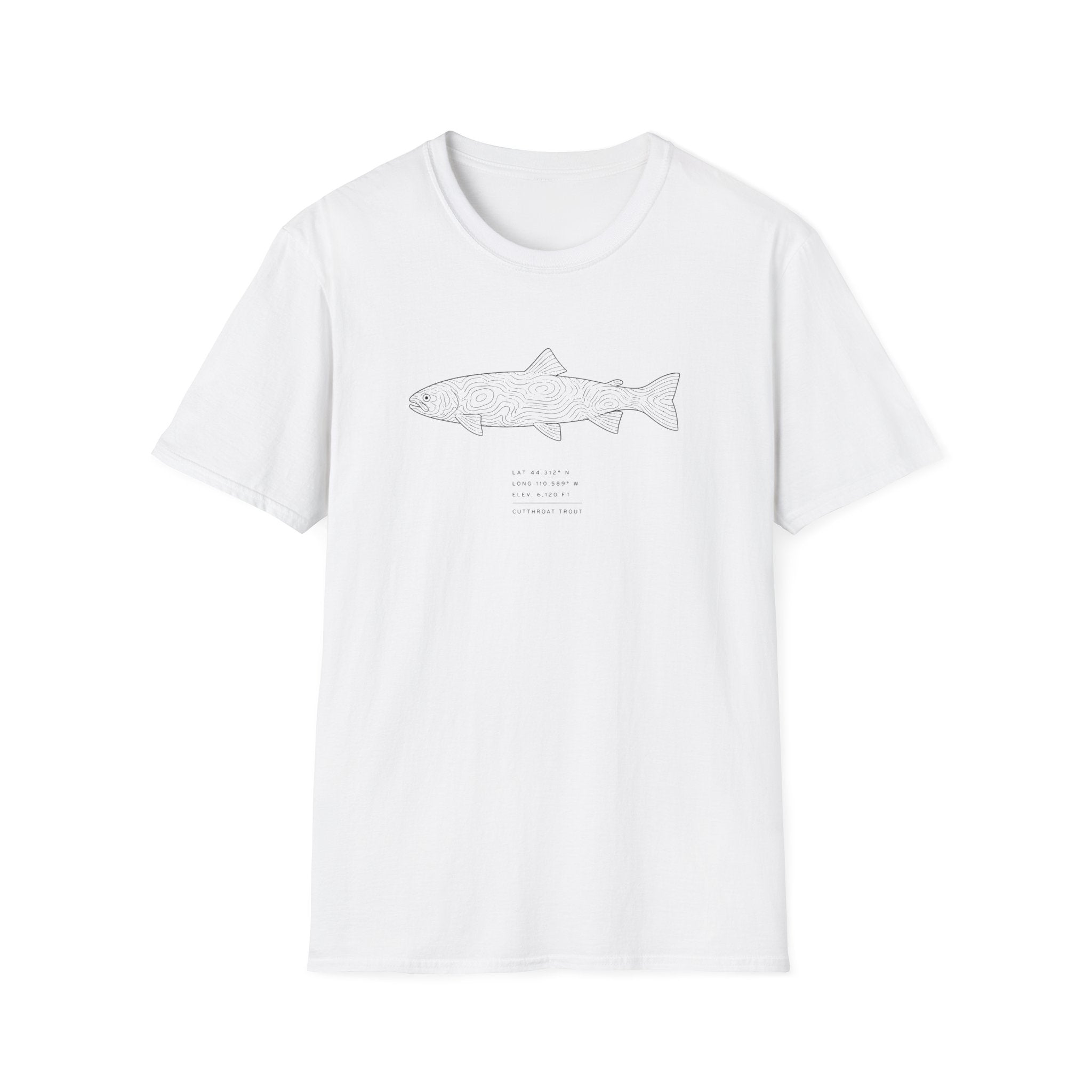 Topographic Trout with Coordinates Shirt